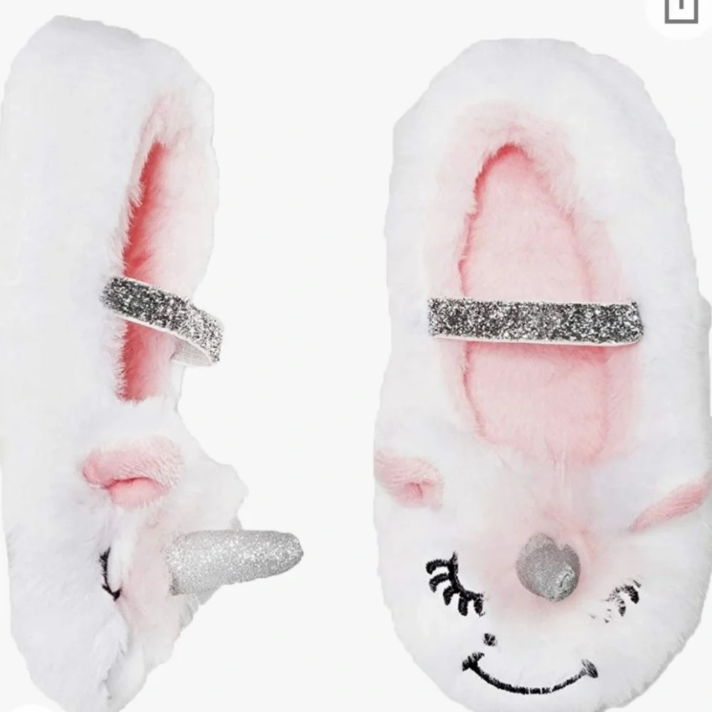 Cat & Jack Toddler Girls' Ballet Unicorn Slippers - NWT White -M 2t-3t